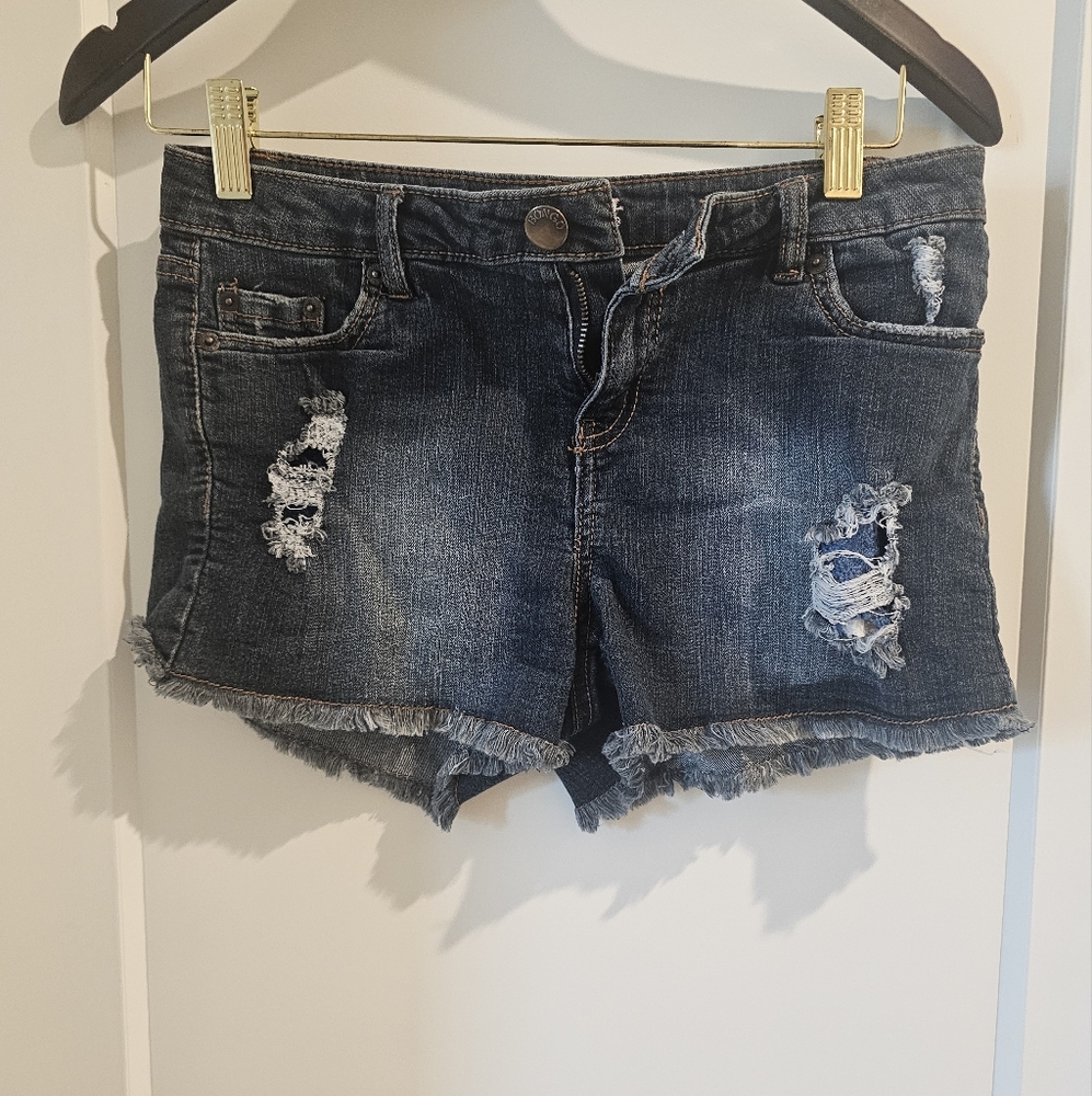 BONGO Dark Blue Distressed Jean Shorts